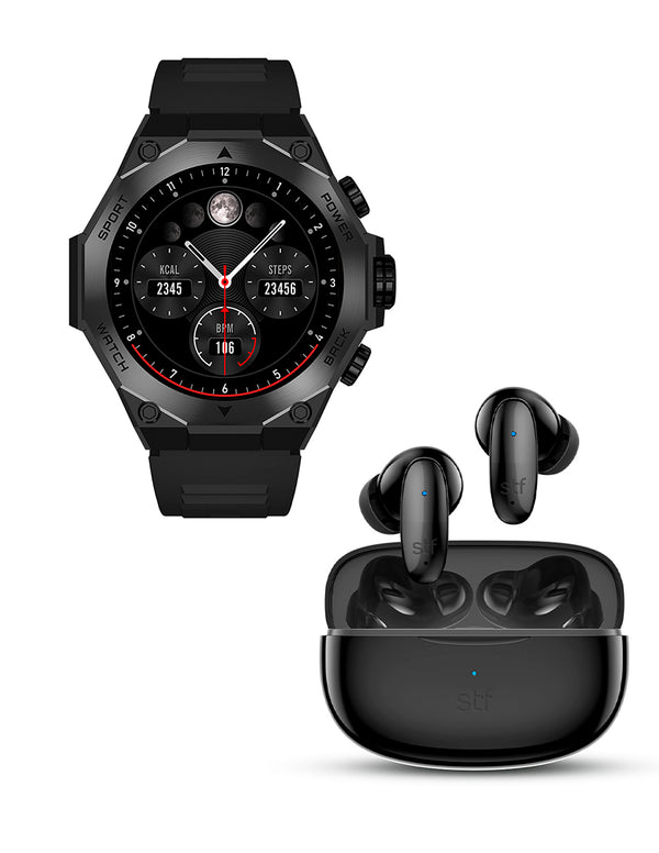 Kit Smartwatch Reloj Kronos Quantum + Audífonos True Wireless Icon